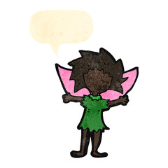 retro cartoon fairy with speech bubble