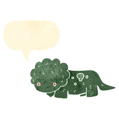 retro cartoon dinosaur with speech bubble