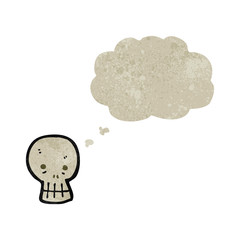 retro cartoon skull with thought bubble