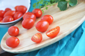 organic tomato spill out on tray
