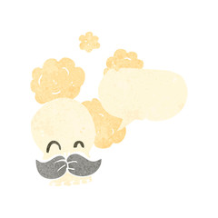 retro cartoon skull with speech bubble