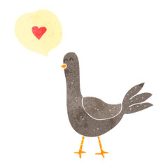 retro cartoon pigeon with speech bubble