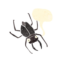 retro cartoon giant beetle with speech bubble