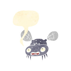 retro cartoon fly with speech bubble