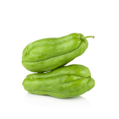 Chayote on white background