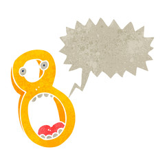 retro cartoon number eight with speech bubble