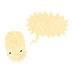 retro cartoon shrieking skull