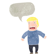 retro cartoon man with speech bubble