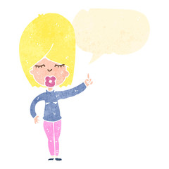 retro cartoon blond woman with idea