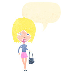 retro cartoon blond woman with idea