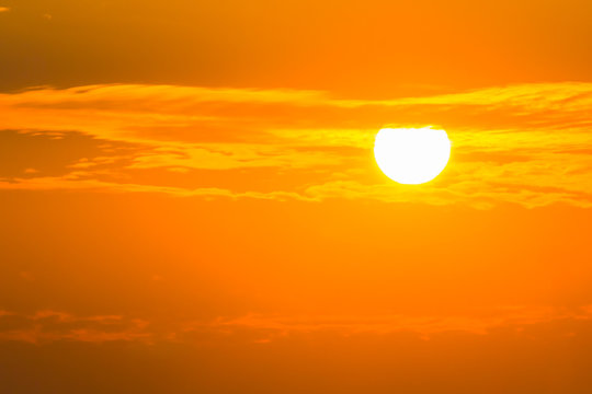 Fototapeta orange sunset sky Dramatic golden sky at the sunrset time