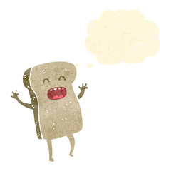retro cartoon toast character with thought bubble
