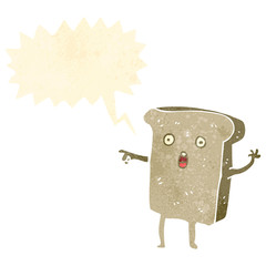 retro cartoon slice of toast character