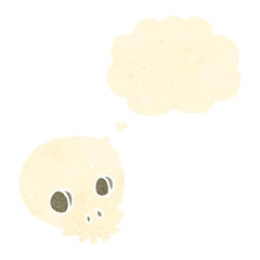 retro cartoon skull symbol with thought bubble