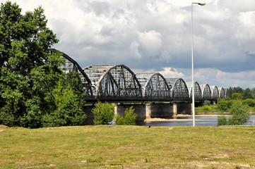 Fototapeta na wymiar Bridge over river Vistula in Grudziadz