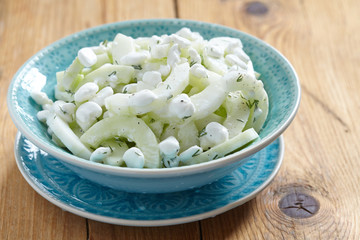 Cucumber salad with cottage cheese