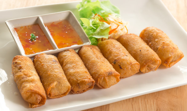 Fried Thail Traditional Spring rolls food