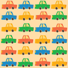 Retro cars vibrant color seamless background.