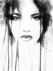 Photo sur Plexiglas Visage aquarelle portrait de femme .aquarelle abstraite
