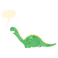 retro cartoon dinosaur with speech bubble