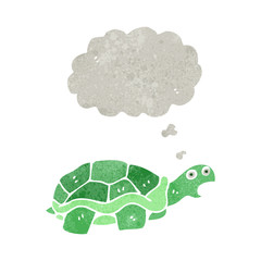 retro cartoon tortoise with thought bubble