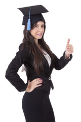 business woman with cap and ok sign