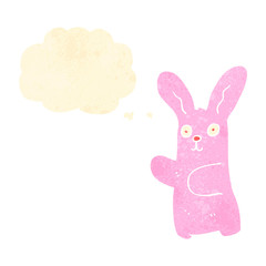 retro cartoon rabbit with thought bubble