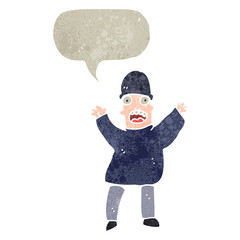 retro cartoon waving man