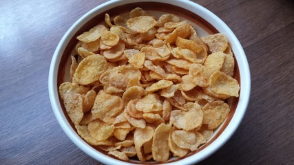 Corn flakes in a bowl