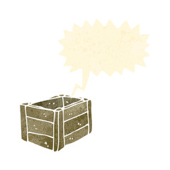 retro cartoon wooden crate