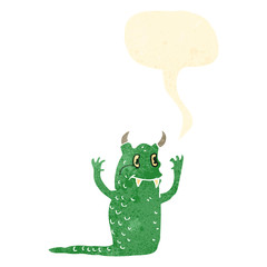 retro cartoon friendly monster