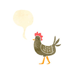 retro cartoon hen clucking,