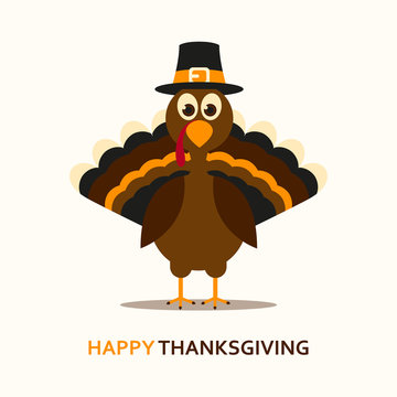 Vector Illustration of a Happy Thanksgiving Celebration Design with Cartoon Turkey