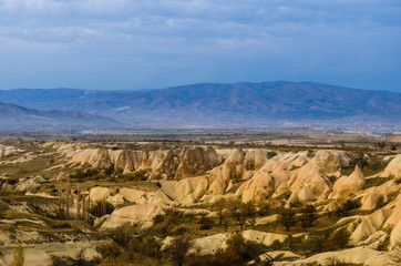Mountain in Cappadocia during sunset in two tone color, Capadoci