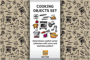 Cooking objects and wallpaper set