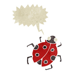 retro cartoon ladybug with speech bubble