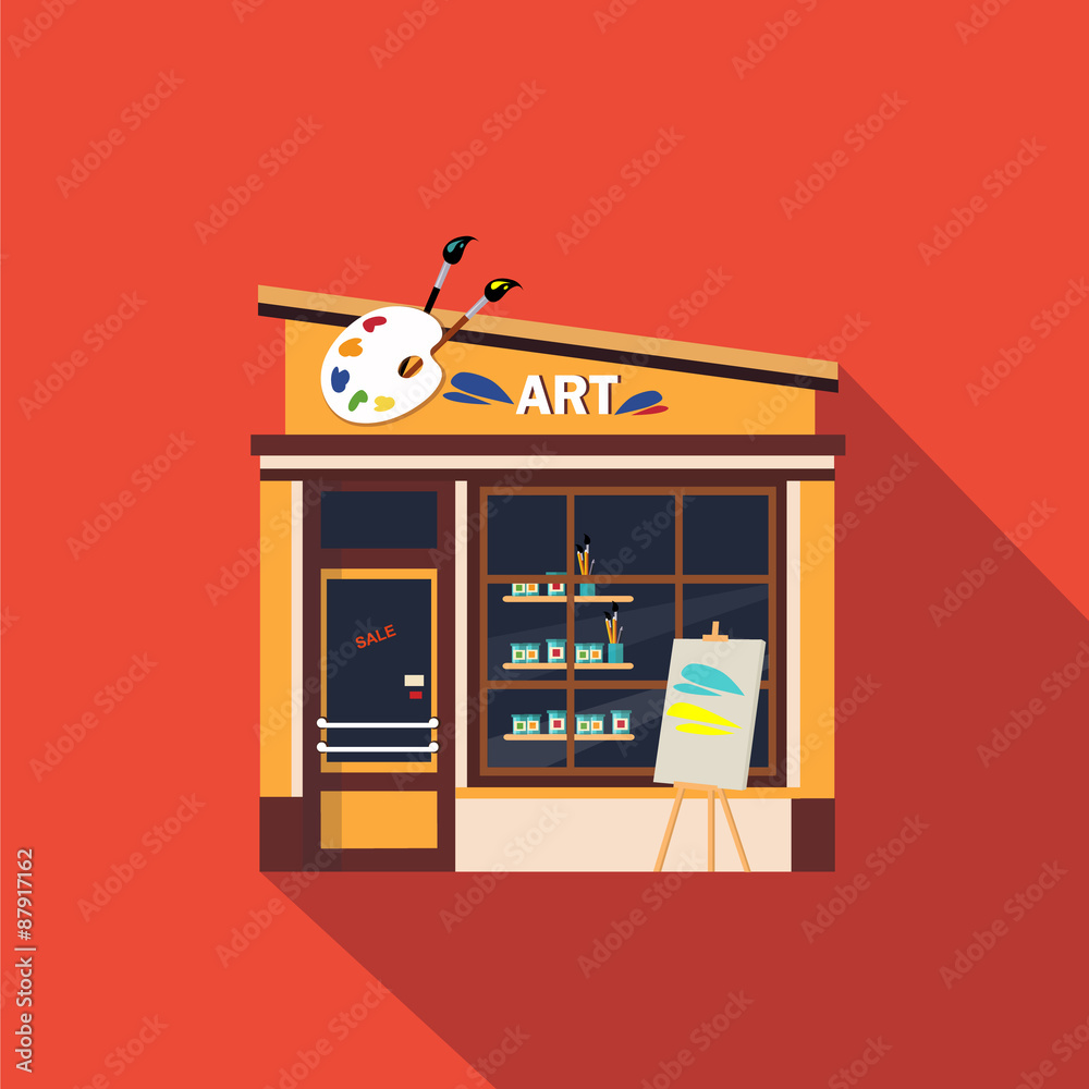 Wall mural Restaurants and shops facade, storefront vector detailed flat 