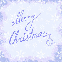 Merry Christmas. greeting card on the frosty background