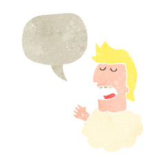 retro cartoon man with head in clouds