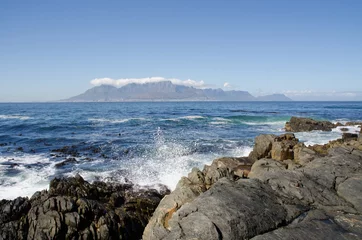 Poster Blick auf den Tafelberg in Kapstadt von Robben Island © NiconPhotography