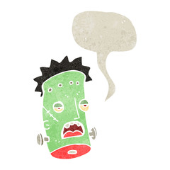 retro cartoon zombie head with speech bubble