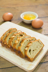 Homemade Banana Nut Bread Cut into Slices