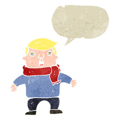 retro cartoon surprised man with speech bubble