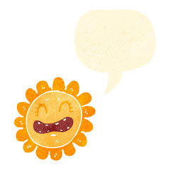 retro cartoon flower with face