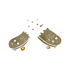 retro cartoon broken skateboard