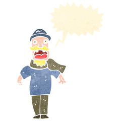 retro cartoon bearded man shouting