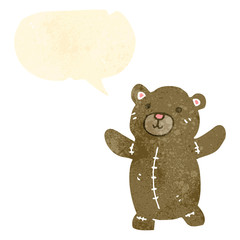 retro cartoon teddy bear with speech bubble
