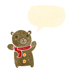 retro cartoon teddy bear with speech bubble
