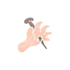 retro cartoon nail through hand