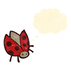 cartoon ladybug with thought bubble